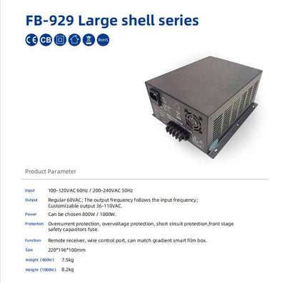 1000W Transformer FB-929 Large Shell Series for Smart Film/Glass Within 125 Sqm